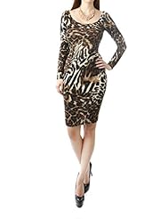 Acrylic/Cotton/Nylon/Polyester/Rayon/Spandex/Wool Long Sleeves Animal Print Leopard Print Open-Back Short Spring Summer Fall Winter  Dress