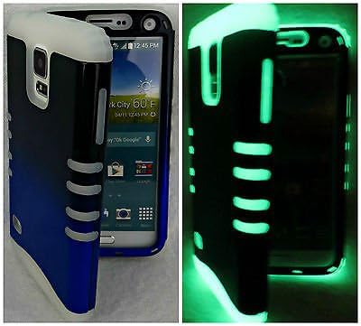 Samsung Galaxy S5 Cover Case Blue Black Fade with Glow Shock Resistant Hybrid