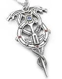 Silver-Tone Pewter Celtic Sorcery Dragon Staff of Myrodin Pendant Necklace