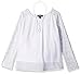 Amy Byer Girls' Big Bell Sleeve Blouse with Fringe Vest, White, Medium