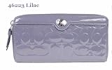 Coach Embossed Patent Leather Gallery Accordion Zip Clutch Wallet 46223 Lilac Purple
