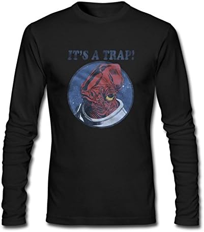 Yosni Star Wars It's a Trap Admiral Ackbar Custom Long-sleeved Tee Shirt for Men's Black S