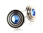 Light Sapphire Blue Crystal Silver Round Cufflinks with Gift Box