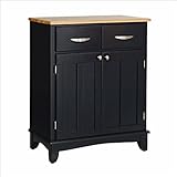 Home Styles Furniture Black Buffet Kitchen Island with Natural Wood Top