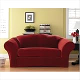 41B4X40AaOL. SL160  Stretch Pique Separate Seat Sofa Slipcover  Garnet