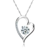 Chaomingzhen White Gold Plated 925 Sterling Silver Heart&arrow Cubic Zirconia Cz Diamond Accent 8 Stone Heart Shaped Pendant Necklace for Women Fashion Jewelry or for Girlfriend Chain18