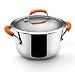 Rachael Ray Stainless Steel II Covered Saucepot, 4-Quart, Orange