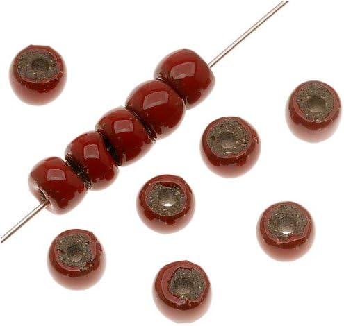 Clay River Designs Porcelain Beads, 5x6mm Glazed Short Tube Cylinder, 12 Pieces, Opaque Red