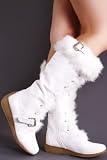 White Furry Lace Up Moccasin Winter Boots Women---Vegan Friendly!