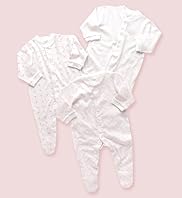 3 Pure Cotton Assorted Heart Print Sleepsuits