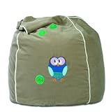 Enlarge toy image: Cocoon Couture Sleepy Owl Bean Bag Cover, Blue Owl on Sand - 100% washable pinwale cotton -  preschool activity for young kids
