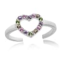 Sterling Silver Multi Color CZ Heart Toe Ring