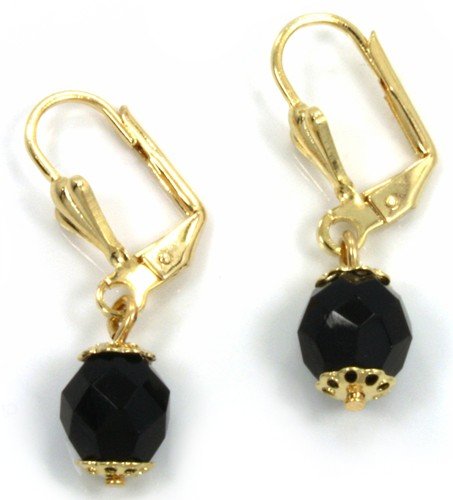 Azabache earrings. Gold filled 3/8