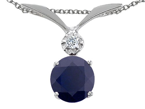 1.42 cttw Genuine Round Black Sapphire Pendant in 14k White Gold LIFETIME WARRANTY