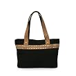 Olive n Figs 100% Pure Cotton Canvas Black Tote with Shiny Rondelles
