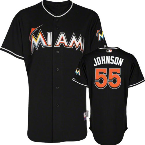 Josh Johnson Jersey: Miami Marlins #55 Alternate Black Authentic Cool Baseâ