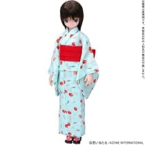 ピュアニーモシリーズ 浴衣set~乙女の心はさくらんぼ~ 水色×赤