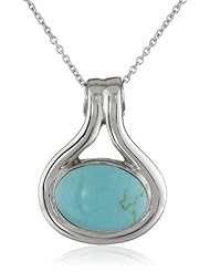 Sterling Silver Framed Inlay Pendant Necklace, 18"