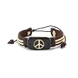Urban Wear Leather Peace Sign Bracelet with Cord and Beads
