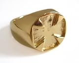 Silver-Gold Maltese Cross Men's Biker Signet Ring