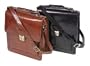 Vertical Leather Briefcase Handbag with Riveted Handle