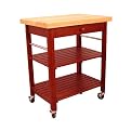 Natural-Top Cherry-Base Roll About Kitchen Cart