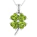 10k White Gold Peridot Four-Leaf Clover Pendant, 18"