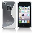 White Clear Cool Design Case for iPHONE 4S and 4 Silicone Gel Cover Back Skin inc 2 x FREE LCD Screen Protector