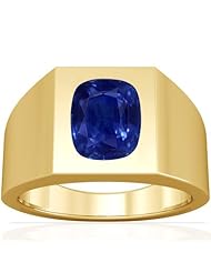 14K Yellow Gold Cushion Cut Blue Sapphire Solitaire Ring