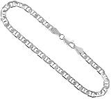 Sterling Silver Italian Flat Mariner Link Necklace Chain 4.6mm (3/16 inch) Nickel Free, available in 7 thru 30 inch lengths