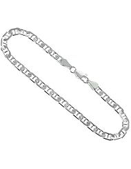 Sterling Silver Italian Flat Mariner Chain Necklaces & Bracelets 4.6mm Nickel Free, sizes 7 - 30 inch