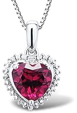 Lab Created Ruby Heart Shape Pendant Necklace in Sterling Silver with Chain