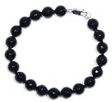 Sterling Silver 8mm Faceted Black Onyx Bead Bracelet, 7.5