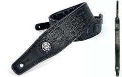 Black 'Embossed Series' Leather Guitar Strap for Electric/Acoustic/Bass Guitar