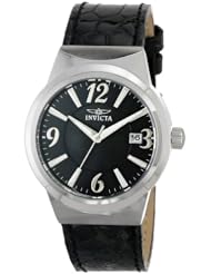 Invicta Womens 15408 "Angel" Stainless Steel and Black Leather Watch