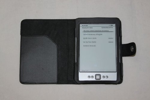PU Leather Case Cover for Latest Generation Amazon Kindle 4 Wi-Fi 6-Inch E Ink Display - Black