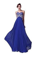 A-line Sweetheart Chiffon Floor Length Fitted Beaded  Prom Dress  With Rhinestones