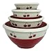Ronnie's Terramoto Ceramic, 4-Piece Mixing Bowl Set, 4qt, 2qt, 1qt, Small Bowl, Cherries