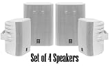 Yamaha All Weather Outdoor / Indoor Wall Mountable Natural Sound 120 watt 2 way Acoustic Suspension Speakers with Exclusive Dual Tweeters - Set of 2 - White & Paintable - with 100ft 16 AWG Speaker Wire - Compatible with All Audio / Video Home Theater Sound Systems, Components, CD Players, or Receivers