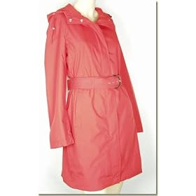 Rainforest - Women's Long Belted Hooded Trench Coat in Black, White or Red
