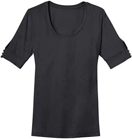 Port Authority Women's Short Sleeve Polyester/Rayon/Spandex Scoop Neck Tee Shirt - Grey Smoke L541 XS