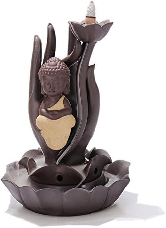 Hand Shape Buddha Backflow Incense Holder Collectible Aroma Scent Burner Sculpture Figurine