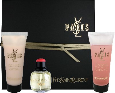 Paris by Yves Saint Laurent for Women 3 Piece Set Includes: 2.5 oz Eau de Toilette Spray + 2.5 oz Perfumed Body Lotion + 2.5 oz Perfumed Shower Gel