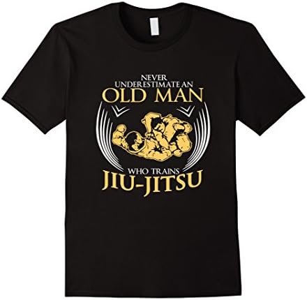 Men's OLD MAN TRAINS JIU JITSU jiu jitsu tshirt Large Black