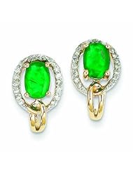 1.9 Carat 14K Gold Diamond & Emerald Earrings