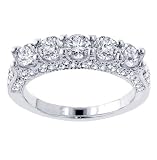 2.85 CT TW 5-Stone Diamond Encrusted Anniversary Wedding Ring in 14k White Gold