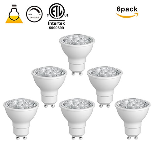 (6-Pack, Warm White) Sunthin® 6.5W GU10 Led Bulb, Dimmable, 60w Equivalent, Recessed Lighting, GU10 LED, LED spotlight, 500lm, 38°
