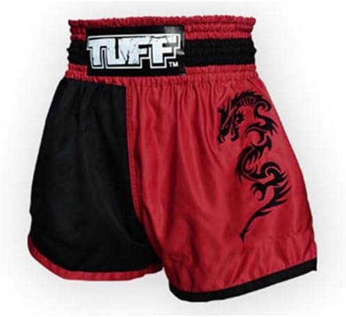 Tuff MMA Muaythai Boxing Black Red Shorts Dragon Embrodery 176 Free Express Ship