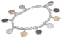 Sterling Silver Rolo-link Bracelet w/Coin Charms, 7.5"