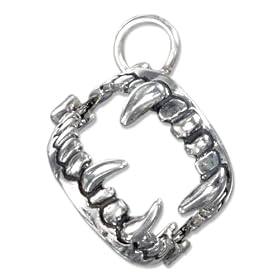 STERLING SILVER THREE DIMENSIONAL MOVABLE FANGS CHARM